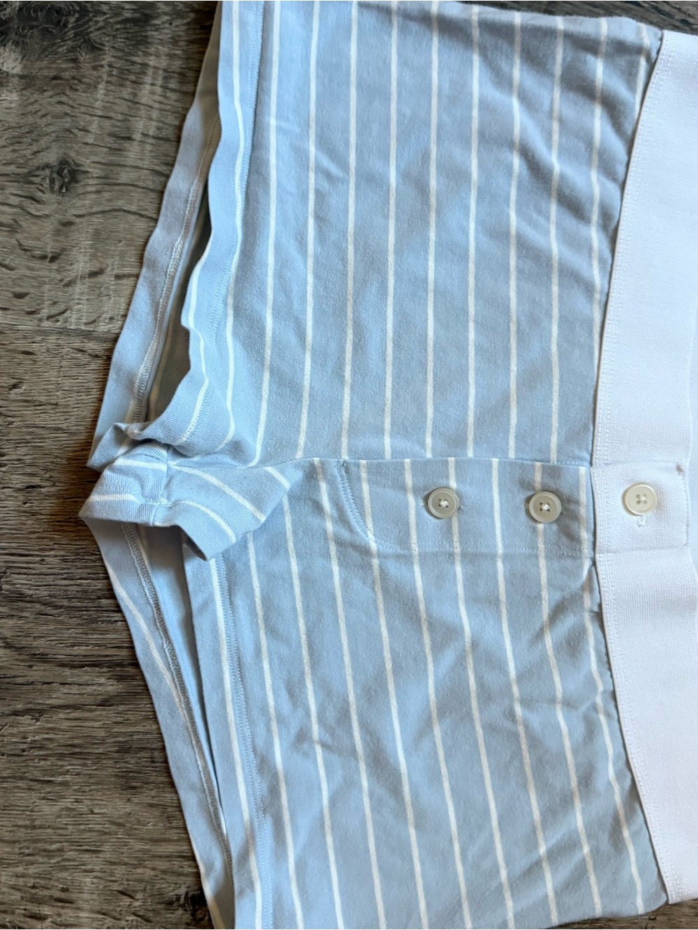 Brandy Melville Light Blue & White Striped Polo